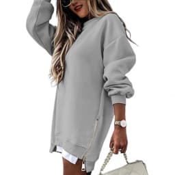 Style Pullover Hoodie Regular Fit Commute Style with Round Neck Asymmetrical No Hood Standard Length Single Women Sweatshirt