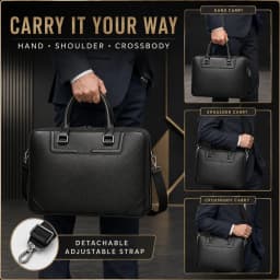 Men's Genuine Leather Briefcase Business Handbag Premium Office Work Commuter Carry Bag Luxury Gift for Men