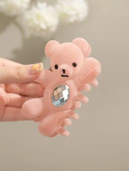 1pc Cute waving teddy bear hair clip with high aesthetic value, rhinestone headband, shark clip, Valentine's Day hair accessory
