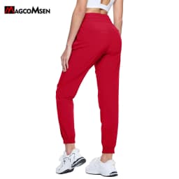 MAGCOMSEN Women's Waterproof Hiking Pants Quick Dry Drawstring Waist Joggers 3 Zipper Pockets Lightweight Outdoor Sport Trousers