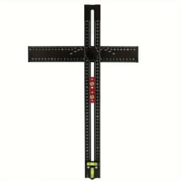2-in-1 Aluminum Alloy Accurate Scale T-Ruler & Drilling Template with Ergonomic Handle, 54cm/21.26in Cabinet Door Measuring Tool