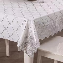 Waterproof Tablecloth Household Rectangular Oilproof PVC Plastic Tablecloth Golden Bronzing Printing Table Cover Table Mat Nappe