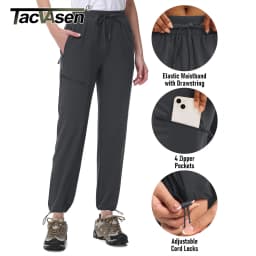 TACVASEN Womens Quick Dry Adjustable Ankle Hiking Pants UPF50+ Water Resistant Stretch Cargo Trousers 4 Pockets Athletic Pants