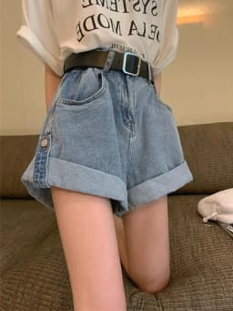 Casual Edge Curl Women's Denim Shorts A-line High Waist Loose Wide Leg A-line Shorts Pants Vintage Female Jean Shorts Summer