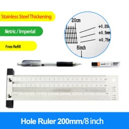 Multifunction Copper Cap Scale Ruler T-type Hole Ruler High-precision Carpenter Scribing Mark Line DIY Carpenter Measuring Tool