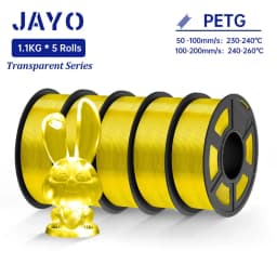 JAYO 5Rolls PETG Filament 1.75MM 1.1KG/Roll 3D Printer Filament PETG High Toughness for FDM 3D Printing Material
