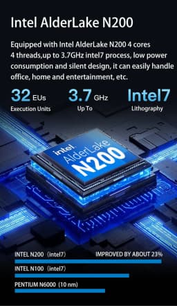 Morefine M6 Intel N100/N200 MINI PC LPDDR5 16GB 2*M.2 SSD Windows 11 Pro WIFI6 BT5.2 2.5G Lan Desk Office MINI PC Gamer Computer