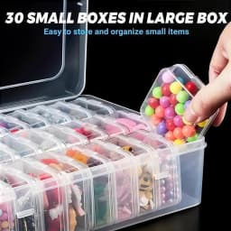 31Pcs (30 Small Boxes + 1 Large Box) Craft Storage Box and Organizer, Clear Plastic Storage Box - Suitable for Beads, Jewelry and
