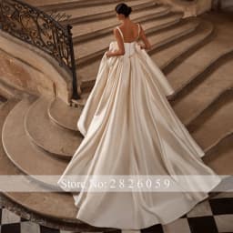 Lceland Poppy Customized A Line Mikado Satin Wedding Dresses Pleated Sleeveless Beaded Bridal Gowns with Chapel Train