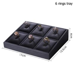Black Faux Leather Ring Display Column Riser Jewellery Holder Retail Showcase Stand Pawn Shop Counter Organizer Exhibition Rack