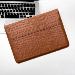 Customized Letter Crocodile PU Leather Men's Laptop Case Bag 13.3/15.4 Pro Laptop Stand Cover Case, Unisex