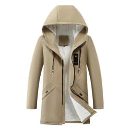 Mens Cotton Windproof Solid Color Coats Parkas Jackets for Men Long Hooded Coat Winter New Warm Thick Fleece Parkas Jacket