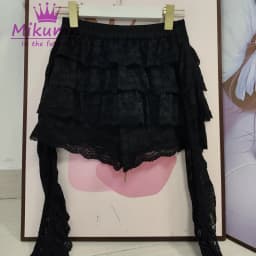 Mikumn Gothic Lolita Black Lace 3 Piece Set Women Puff Sleeve Cardigan+Bow Cami Top+Cake Mini Skirt Y2K Aesthetic Kawaii Outfit