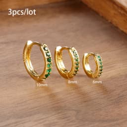 3 PCS/Set Simple Stainless Steel Crystal Small Hoop Earring Women Tiny Gold Color Cartilage Piercing Earring Minimalism Jewelry