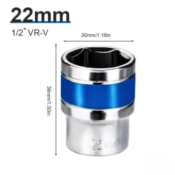 1/2Inch Blue Drive Short Hex Sockets for Nut Removal 8-32mm Socket Spanner, CR-V Steel Socket Set For 1/2 Socket Set