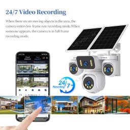 LS VISION 20MP 12X Optical Zoom Four Screens AOV 4G Solar Camera Outdoor 4-Lens 24/7 Video Recording Auto Tracking CCTV Cameras