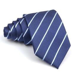 Men's Polyester 8cm Ties Vintage Navy Blue Striped Paisley Pattern Jacquard Weave Necktie Business Wedding Party Accessory Gift