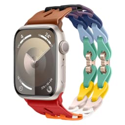 Chain Link Silicone Strap for Apple Watch Band Ultra 3 2 49mm 44mm 40mm 45mm 41mm 42mm Bracelet for Series 11 10 9 8 7 6 5 4 SE3