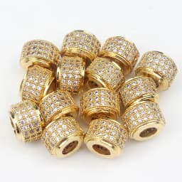 3pcs Micro Pave Zirconia Beads Round Geometry Metal Cubic Zircon Beads for DIY Bracelet Necklace Design Jewelry Crafts Making