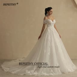 BEPEITHY Customized Glitter Wedding Dresses For Women 2026 Bride Romantic Lace Plus Size Boho Bridal Gown Robe De Soiree