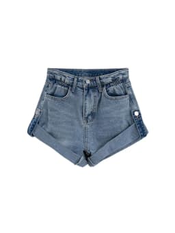 Casual Edge Curl Women's Denim Shorts A-line High Waist Loose Wide Leg A-line Shorts Pants Vintage Female Jean Shorts Summer