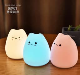 Colorful LED Night Light Animal Cute Cat Silicone Soft Breathing Cartoon Baby Nursery Lamp for Children Kid Gift Dropship