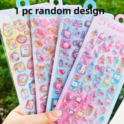 Cartoon Camera Bear Cup Party Drop 3D Relief Stickers Scrapbooking DIY Journaling Stationery Diary Decor School Cute Stickers