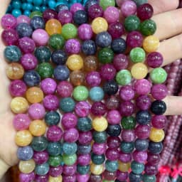 6 8 10MM Natural Stone Jade Chalcedony Round Multicolors Loose Beads For Jewelry Making Diy Charm Bracelets Necklace Accessories