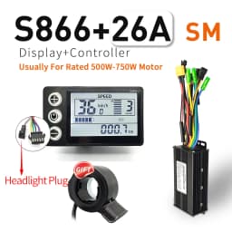 Ebike SineWave Three Mode Controller 24V-52V 17A 26A 30A 40A 45A TFT Display Throttle Hall Unlimited Motor 350W-2000W Moto