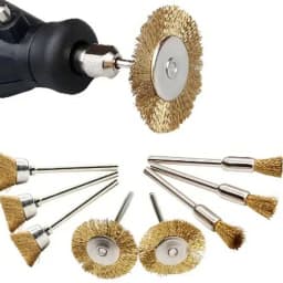 9pcs Steel Wire Brass Brush Rotary Tool Electric Dremel Drill Bit Polishing Grinding Wheel T-shaped Brush Accessories