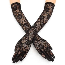 40cm Black White Y2 Cosplay Gloves Sexy Elasticity Transparent Lace Mesh Gloves Summer Fashion Elegant Women Long Driving Gloves
