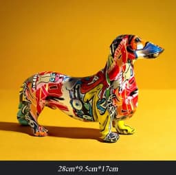 Creative Home Modern Painted Colorful Dachshund Dog Decoration Wine Cabinet Office Decor Desktop Crafts
