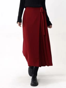 [EAM] High Elastic Waist Red Pleated Bandage Elegant Wide Leg Pants New Trousers Women Fashion Tide Spring Autumn 2026 1DH9565