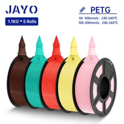 JAYO 5Rolls PETG Filament 1.75MM 1.1KG/Roll 3D Printer Filament PETG High Toughness for FDM 3D Printing Material