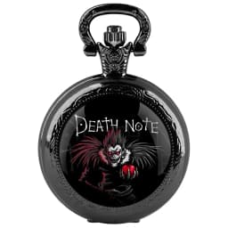 Classy Death Note Design Black Quartz Pocket Watch Fashion Necklace Timing Pendant with Chain Gift for Man Woman Souvenir