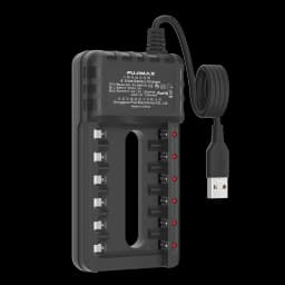 PUJIMAX 8 Slot USB Output Fast Charging Battery Charger Short Circuit Protection Suitable For AA/AAA/Nimh Rechargeable Batteries