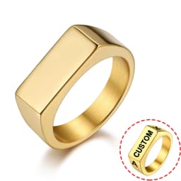 U7 Custom Stainless Steel Round Square Rings for Man Relief Deep Engrave Black White Vector Design Logo Brand Rings Jewelry Gift