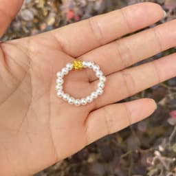 Elastic Beaded Ring Featuring Acrylic Pearls in Wave Drop Geometric Shapes Korean Style Unisex Jewelry Fresh Sweet Design Multip