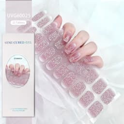 16/20/22Tips Semi-Cured Gel Nail Patch Adhesive Sliders Long Lasting Full Gel Nail Stickers DIY Manicure Harden In UV Lamp Need