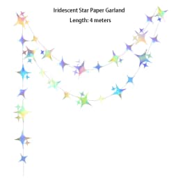 Iridescent Star Moon Circle Garland Ramadan EID Mubarak Birthday Party Decorations Hanging Crescent Twinkle Little Star Streamer