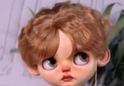 Blythes Doll Wig Fits Into the 1/6 Style Male European Style Curly Hair With Highlights Dark Brown Mixed Light Imitation Mohair