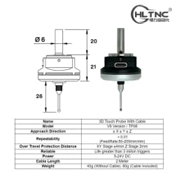 HLTNC 2024 V6 Anti-roll 3D Touch Probe Edge Center Finder Desktop CNC Probe Fit Mach3 and GBRL For CNC Engraver Milling Router