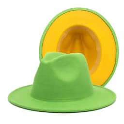 QBHAT Two-color Fedora Hat Women Men Wide Brim Felt Jazz Hat Ladies Party Top Cap Patchwork Chapeau Sombreros De Mujer 50 Colors