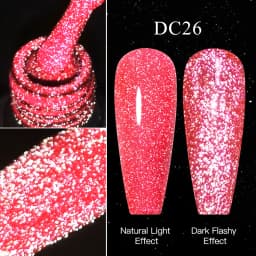 Mtssii Reflective Glitter Gel Pink Sparkling Sequins Gel Nail Polish Soak Off UV Nail Gel Semi-permanent Nail Art Decoration