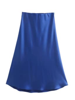 Hot Sale Solid Satin Elastic Waist Women A-Line Skirt Summer Female Slim Falda