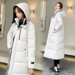 Women Parkas Coats Hooded Jackets Solid Pocket Zipper Long Sleeves Thick Slim Fit Wide Waist Elegant Casual  Autumn Winter