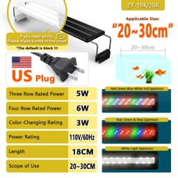 Aquarium LED Light Super Slim Fish Tank Aquatic Plant Grow Lighting Waterproof Bright Clip Lamp RGB LED 20-63cm for Fish Tank