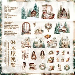 Journal GO 30pcs Warm Moments Sticker Pack PET Diorama Journal Material Winter Girl Collage Decor Themed Creative Stationery