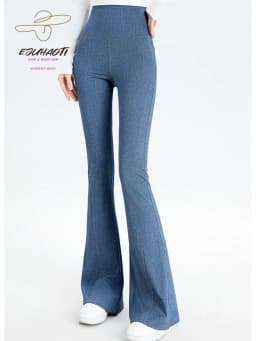 Denim Women's Pants Micro Flared High Waist Abdomen Leggings New in Summer Stretch Sports Fitness Yoga Casual Pants Jeans