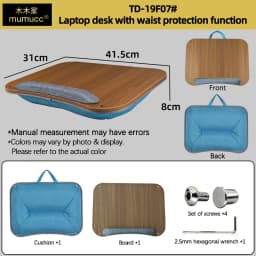 Mumucc's Laptop Desk With Lumbar Support & Accessories, Including A Detachable Tabletop, A Cushion Filled With Foam Particles